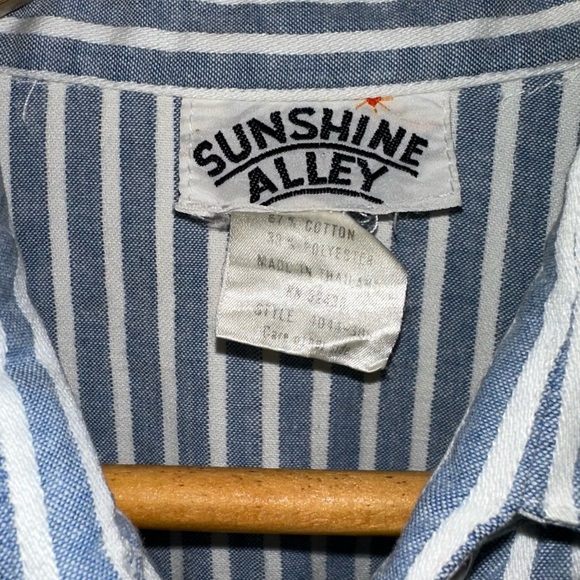 Vintage Sunshine Valley Women's Striped Button Up Dress Balloon Sleeves Midi USA - Picture 2 of 14